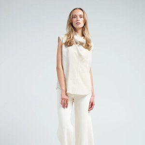 Toteme Cowl-neck sleeveless woven-blend top